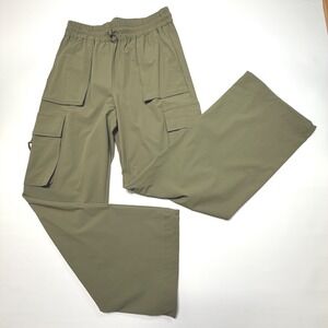 Fabletics Olive Green Cargo Pants Womens Small Large Wide Leg Utility Drawstring